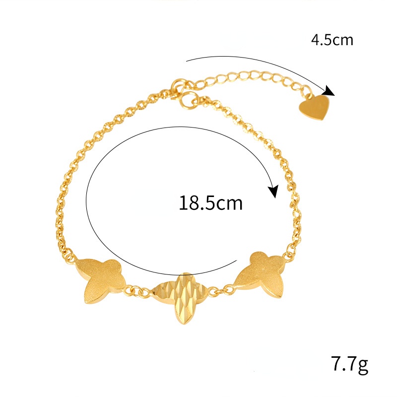 Gelang Desain Tiga Kupu-Kupu Lapis Emas Asli Kadar 375 Untuk Wanita