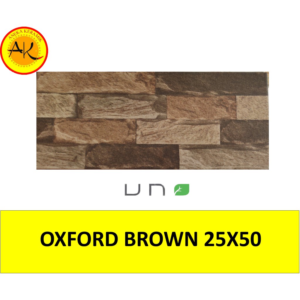 Keramik Dinding Kasar Motif Batu Alam Timbul 25x50 Oxford Brown