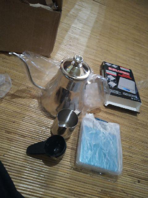 Silver Diamond Coffee Kettle Pour Over Gooseneck Teko Leher Angsa Kopi