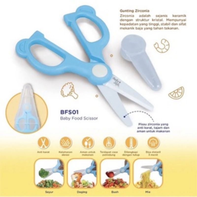 Baby Safe Food Scissors BSF01 - Babysafe Gunting Makanan Bayi  Bahan Keramik Dengan Case Box