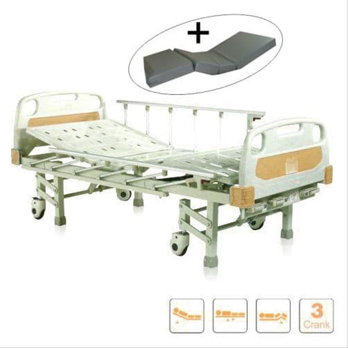 New Bed Ranjang Pasien ABS 3 crank/putaran Matras