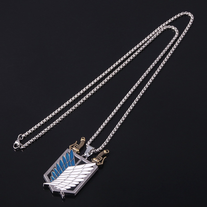 1pc Anime Attack On Titan Alloy Necklace Figure Toys Wings Of Liberty Shingeki No Kyojin Leather Chain Gold Silver Pendant Gift