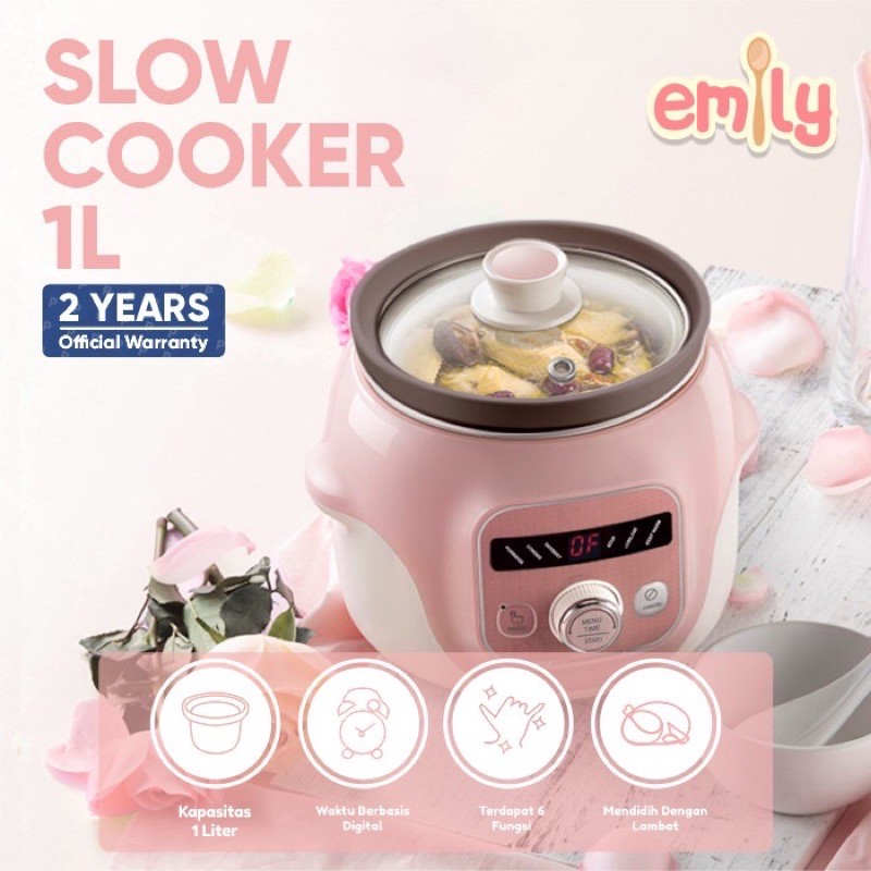Emily Slow Cooker Claypot 1L /Baby &amp; Family Food Maker ESC-34003 - Alat masak MPASI bayi