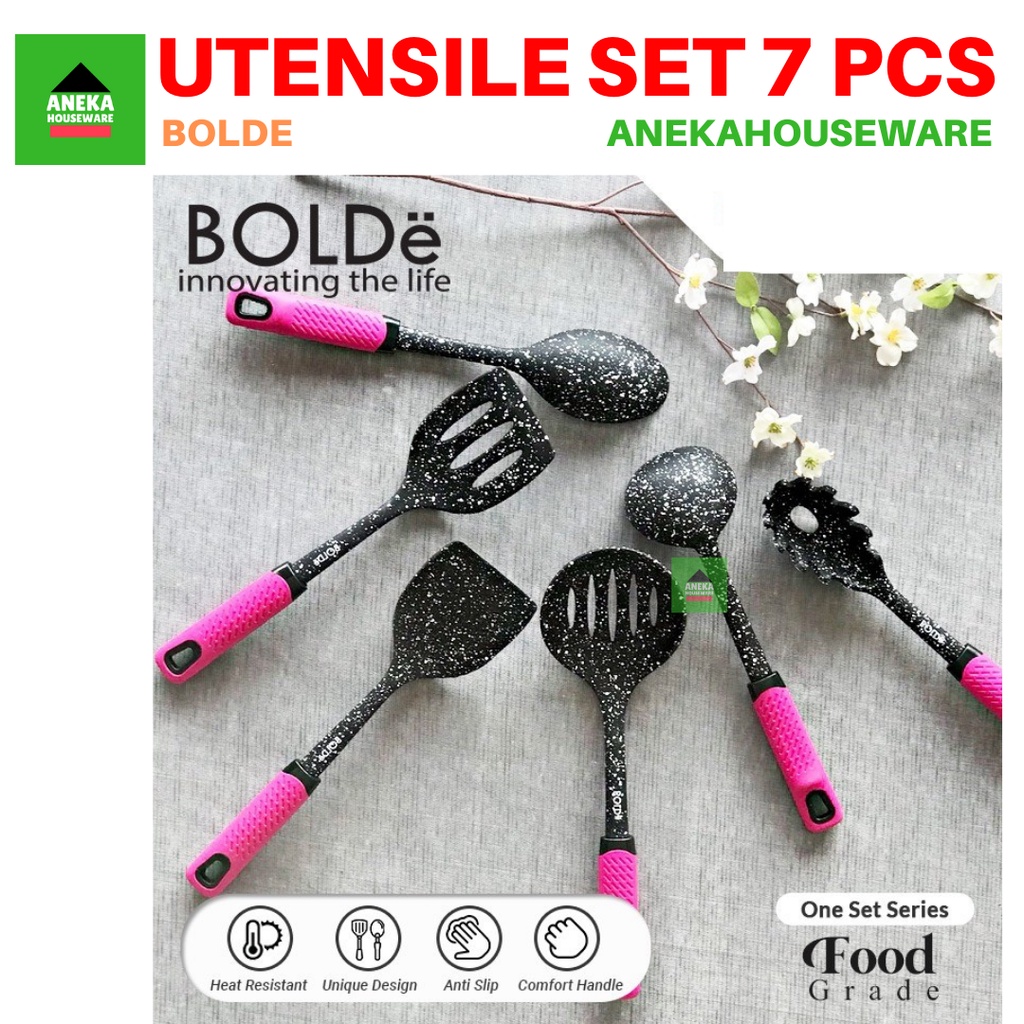 Super Utensil Set 7 Pcs Spatula Set Alat Masak Anti Gores BOLDE