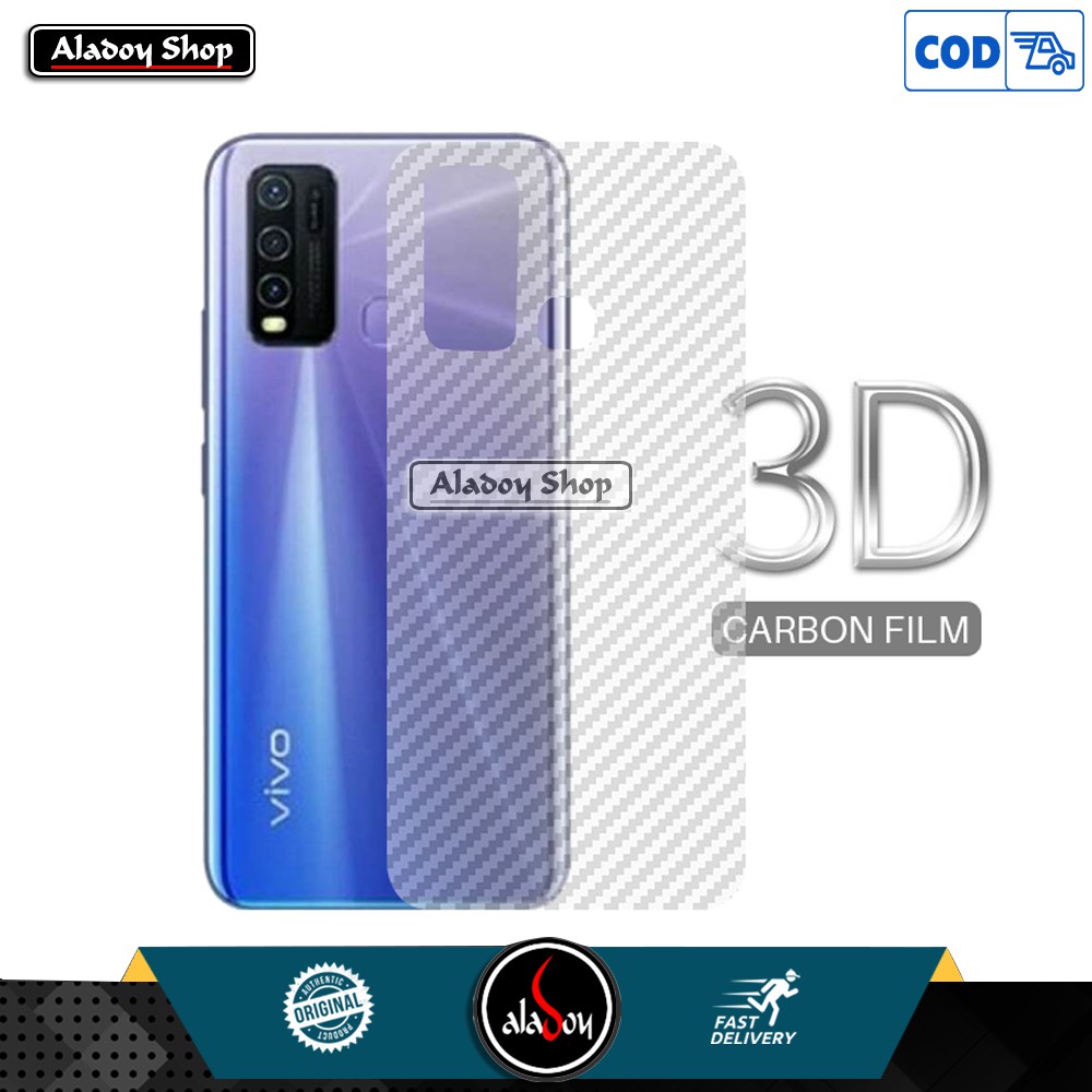 PROMO 3 IN 1 PAKET Tempered Glass Layar VIVO Y50 2020 + Tempered Glass Camera Lens + Garskin Carbon