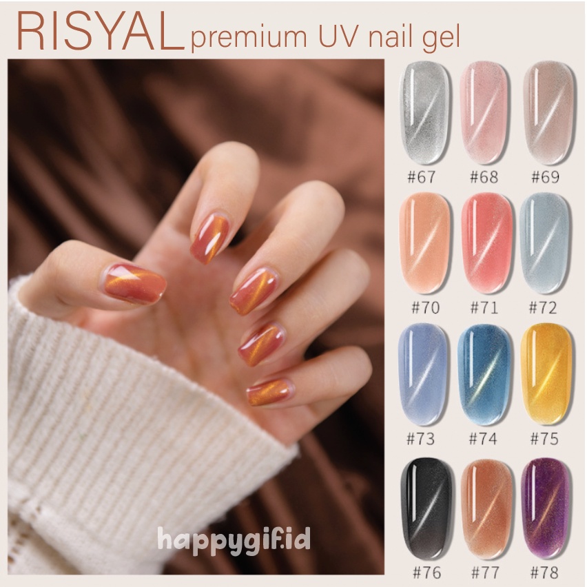 (81-120) RISYAL Cat Kuku Kutek Soak Off Gel Halal UV Polish 7.5 ml KU036