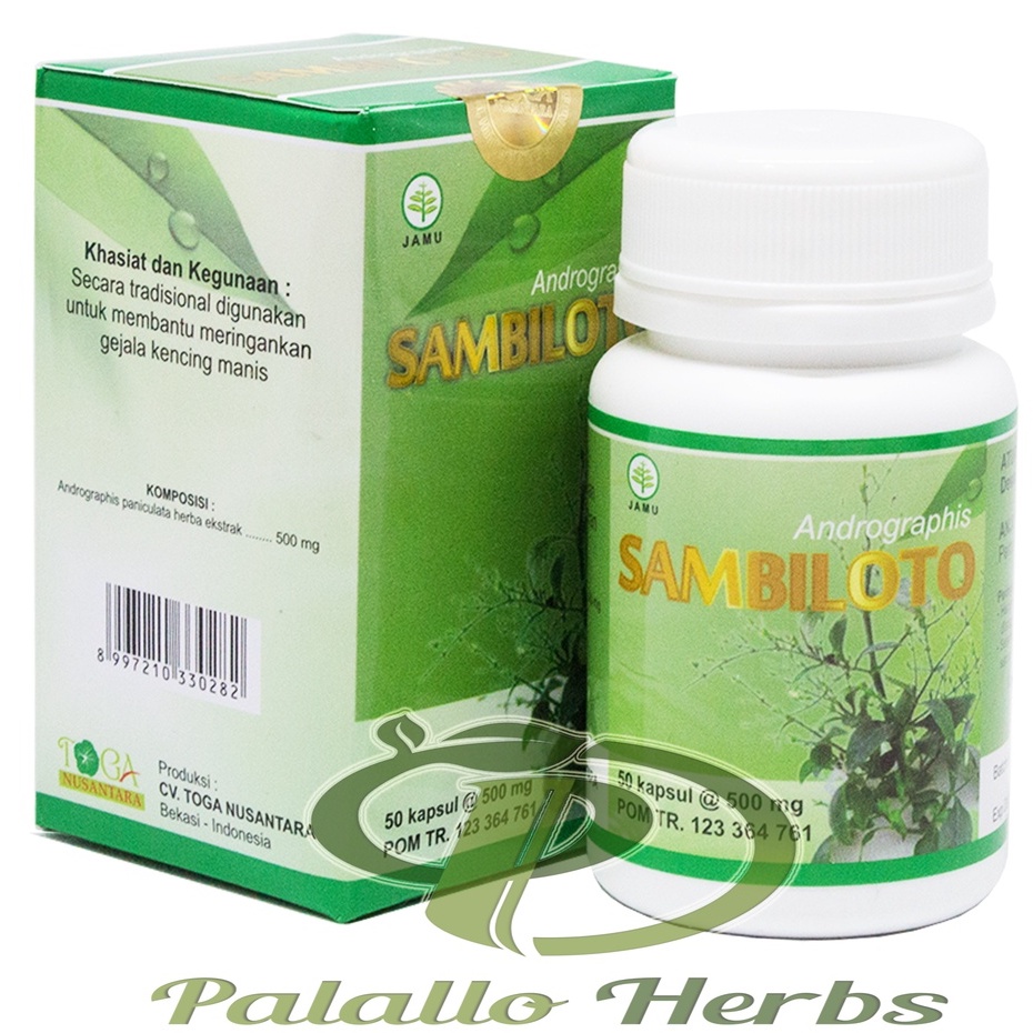 Kapsul SAMBILOTO Toga Nusantara | Obat Herbal Diabetes isi 50 Kapsul