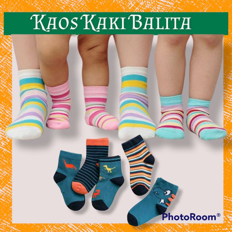 Kaos Kaki Anak Cewe Cowo Bayi Balita 1-3 Tahun Motif Lucu Murah Grosir 12Pasang