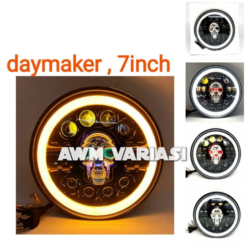 lampu reflektor LED daymeker 7 inch terbaru universal