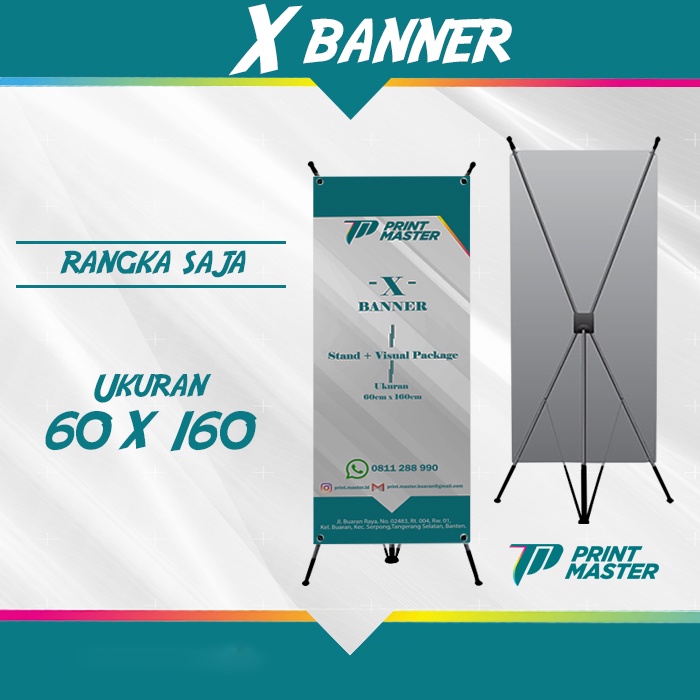 Rangka X Banner Ukuran 60 x 160 cm Besi (Rangka Saja)