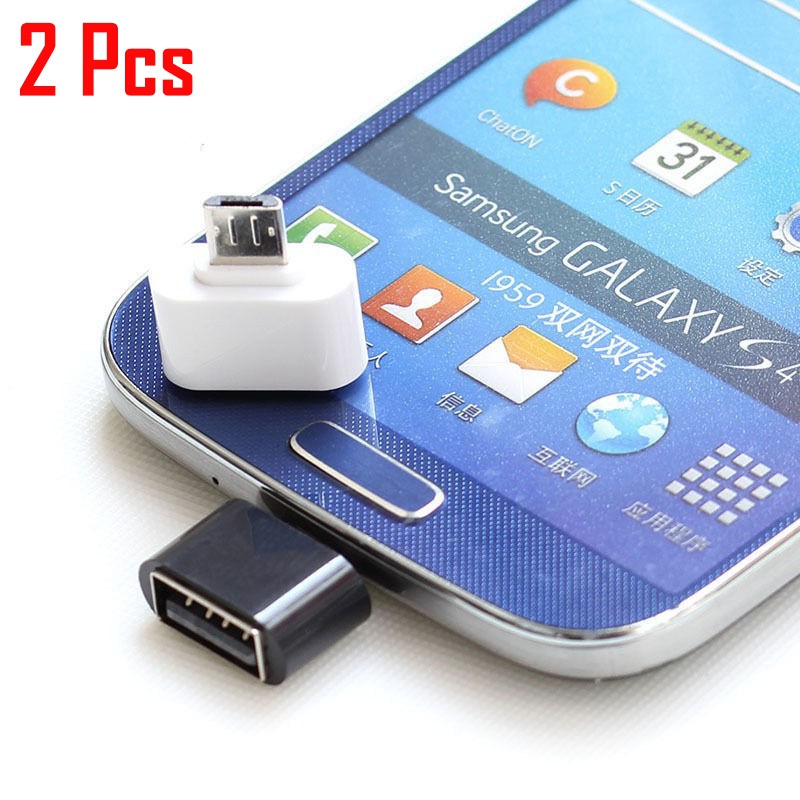 2pcs Adapter Micro USB &amp; Type-C Male to USB 2.0 Female OTG Converter Untuk Android