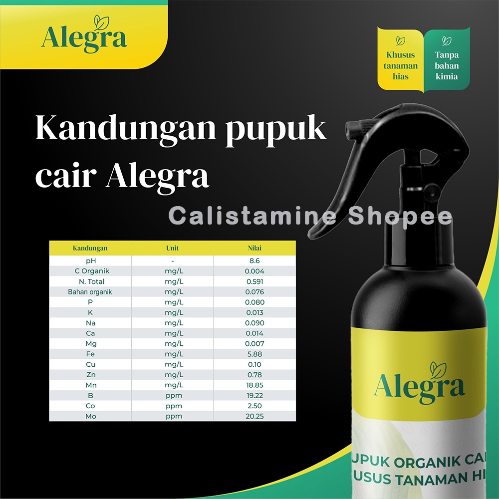 Alegra Pupuk Organik Cair Untuk Segala Tanaman Daun / Hias / Sayur Tanpa Bahan Kimia Dijamin Original