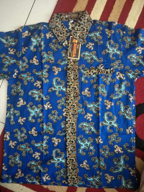 Ruzza Batik Anak Kemeja Motif Jahe Biru Hem Seragam