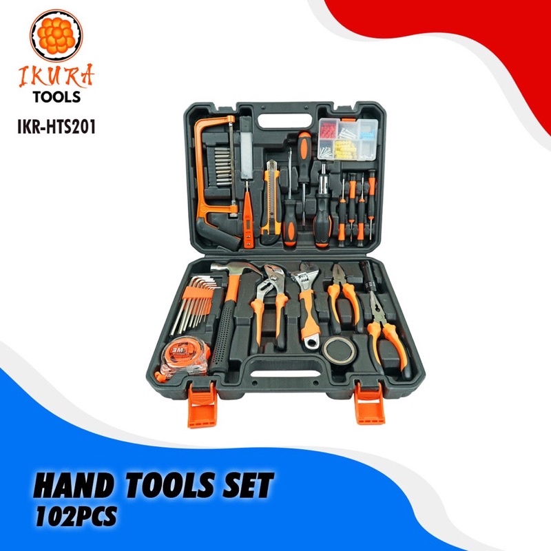 IKURA Toolkit Set 102 Pcs - Hand Tool Kit Toolbox Perkakas Set Tang