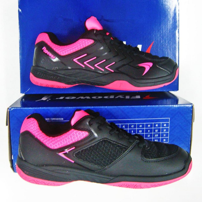 Sepatu Badminton Bulutangkis FLYPOWER PAWON 4 Black Pink Sapatu Ori