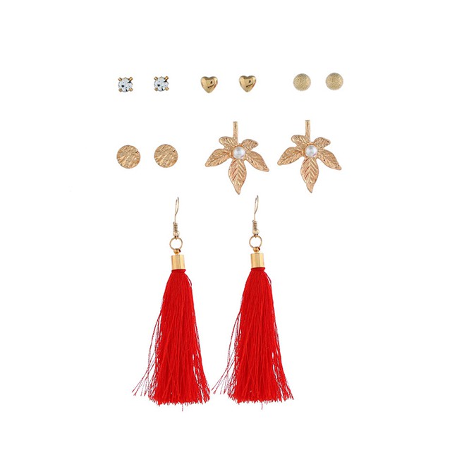 LRC Anting Set Fashion Gold Metal Multi-piece Earrings A57854