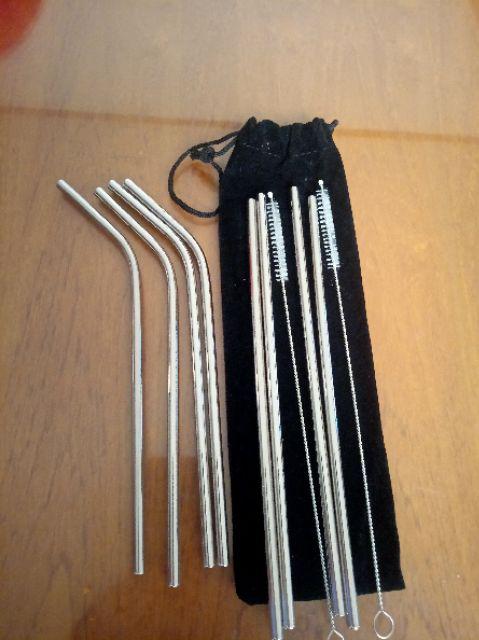 [ready] Set 8 In 1 Sedotan Stainless Steel Warna Lengkap Free Brush / Sikat