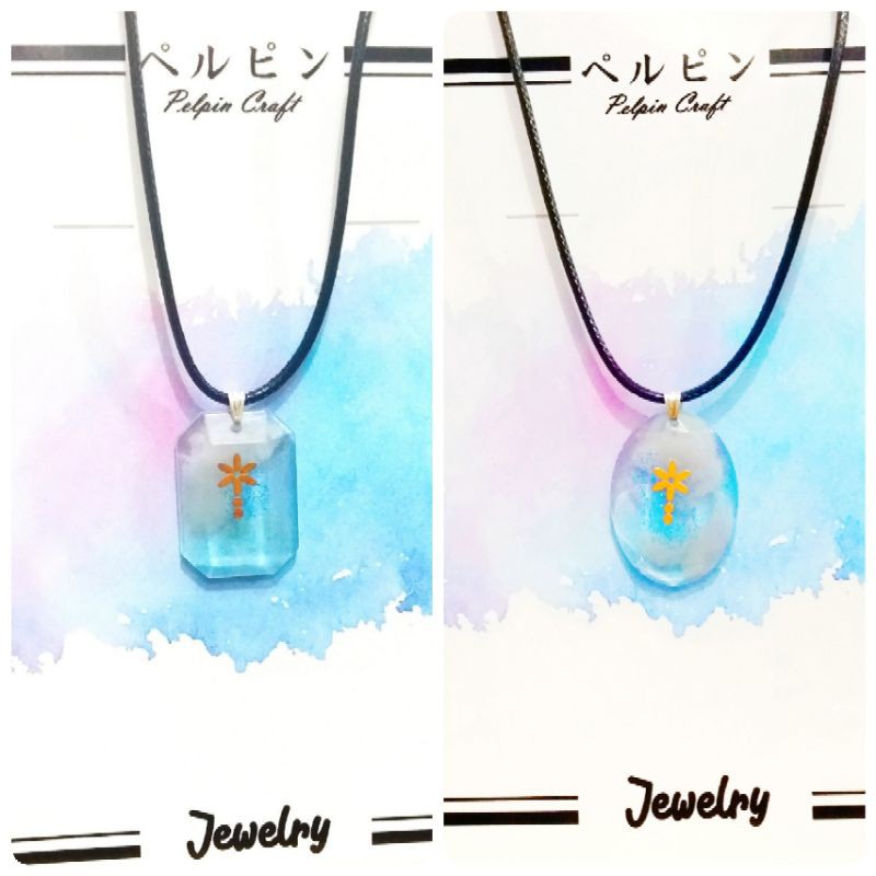 kalung hana resin epoxy necklace jewelry epoxy resin stone blue