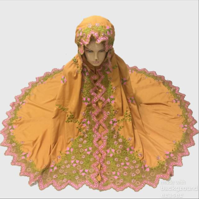 Mukena Bordir Maharani Khas Padang Pariaman Warna Oren Pramuka Bordir Warna Warni KD1007