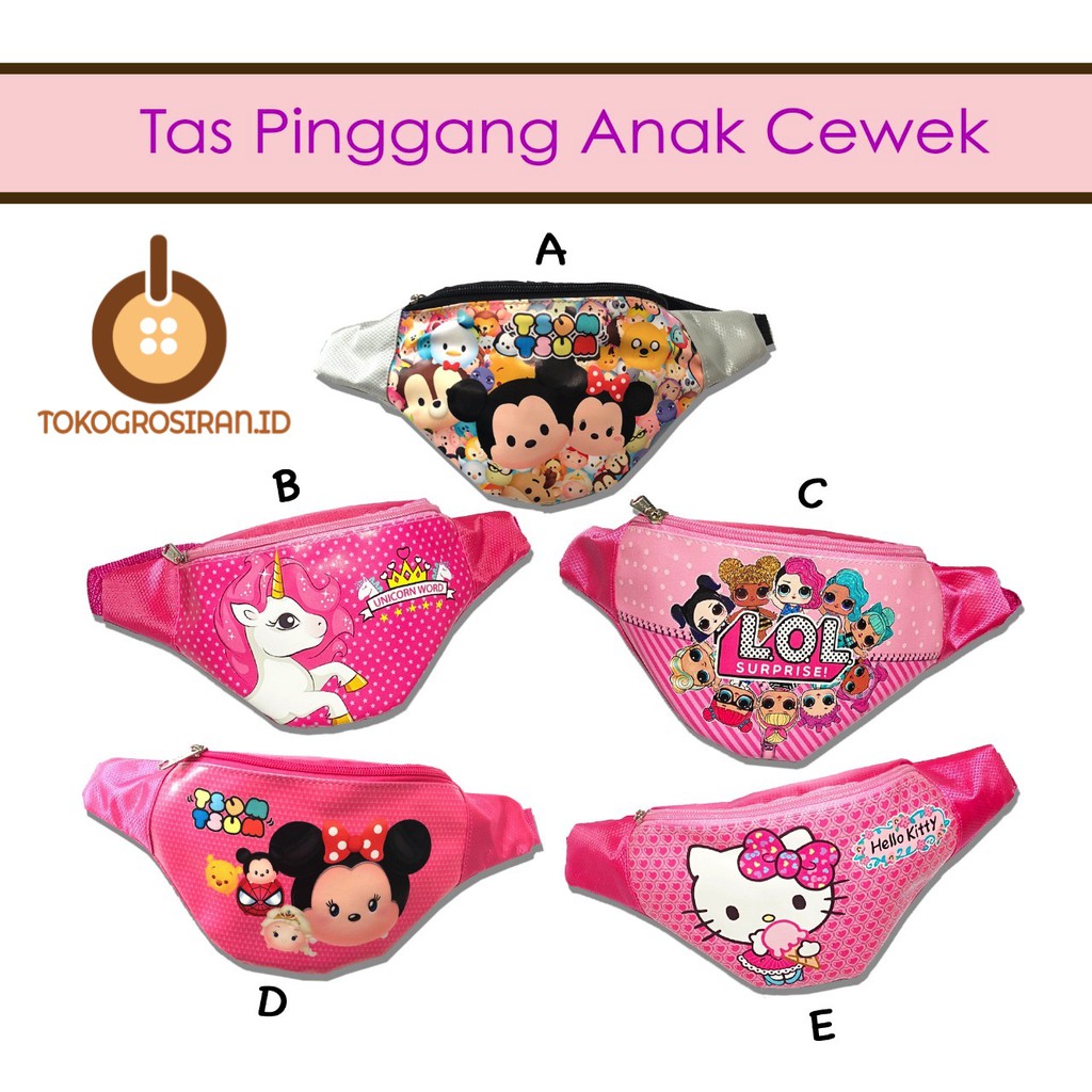 TOKOGROSIRAN.ID - TAS PINGGANG ANAK PEREMPUAN LOL UNICORN HELLO KITTY TERMURAH LUCU