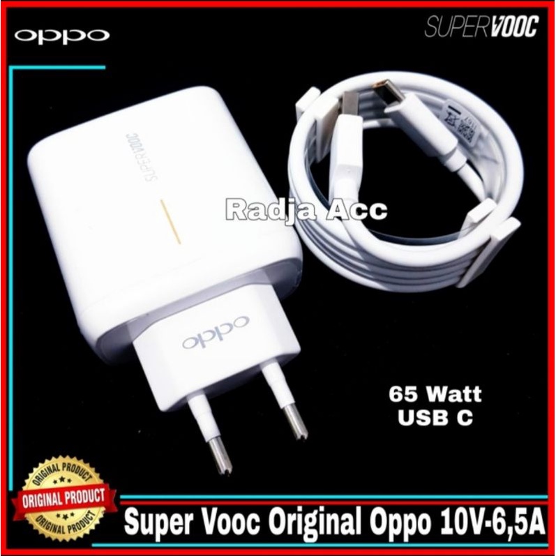 Charger Oppo Reno6 Reno 6 5G ORIGINAL 100% SUPER VOOC Type C 65 Watt