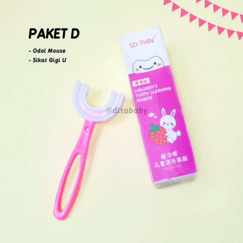 PAKET D sikat gigi u dengan odol mousse I ANAK SIKAT GIGI BENTUK U POLOS ORIGINAL 2-6 TAHUN 6-12 TAHUN DENGAN PASTA GIGI FOAM MOUSSE ODOL MOUSSE PAKE SIKAT GIGI ANAK DENGAN ODOL FOMSikat gigi U 2-6 toothpaste baby kid children SIKAT GIGI BAYI DAN ANAK