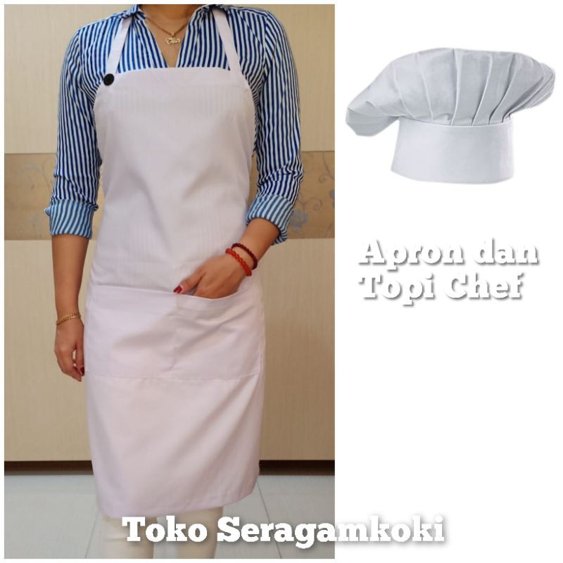 Celemek Apron dan Topi Chef