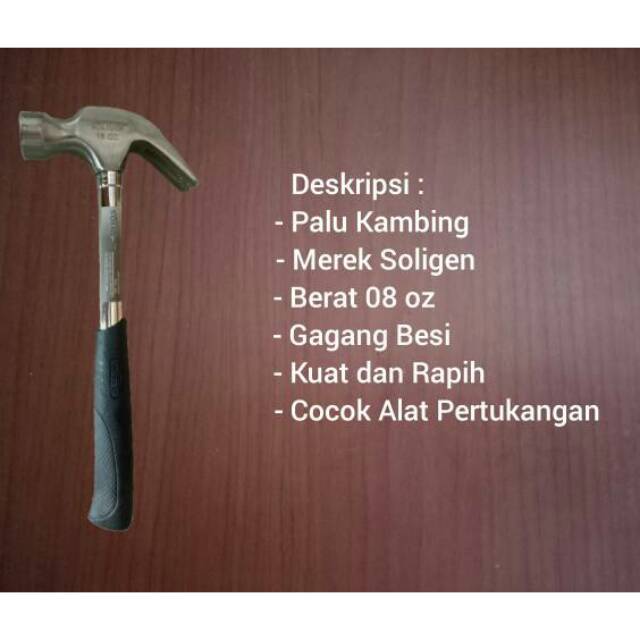 Palu Kambing 8oz Soligen Gagang Besi Claw Hammer