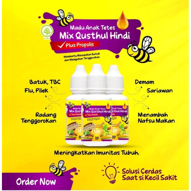 TERMURAH !!!! Madu Tetes anak mix qusthul al hindi dan Propolis