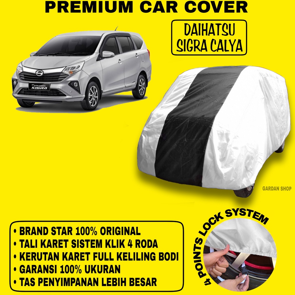 Body Cover DAIHATSU SIGRA CALYA SILVER HITAM Penutup Bodi Mobil Daihatsu Sigra Calya Waterproof PREMIUM