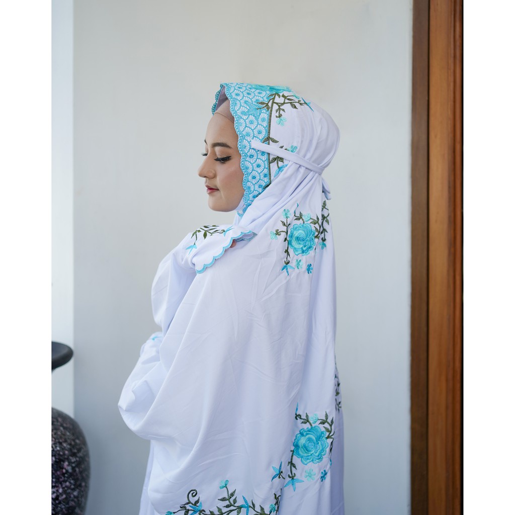 Mukena Lajuran Bordir Dewasa Polino Putih Jumbo Mukena Terusan Dewasa Bordir Jumbo Putih Sutra Bali 