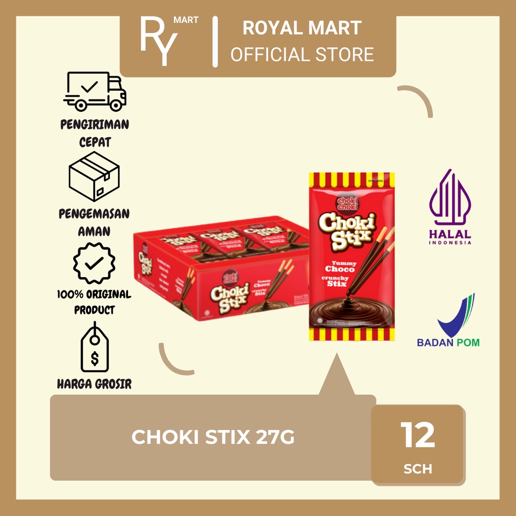 

Biskuit Stick Choki Stix Box 27g x 12's