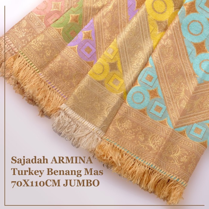 Paket Souvenir Sajadah ARMINA Turkey Benang Mas + Tasbih Pita