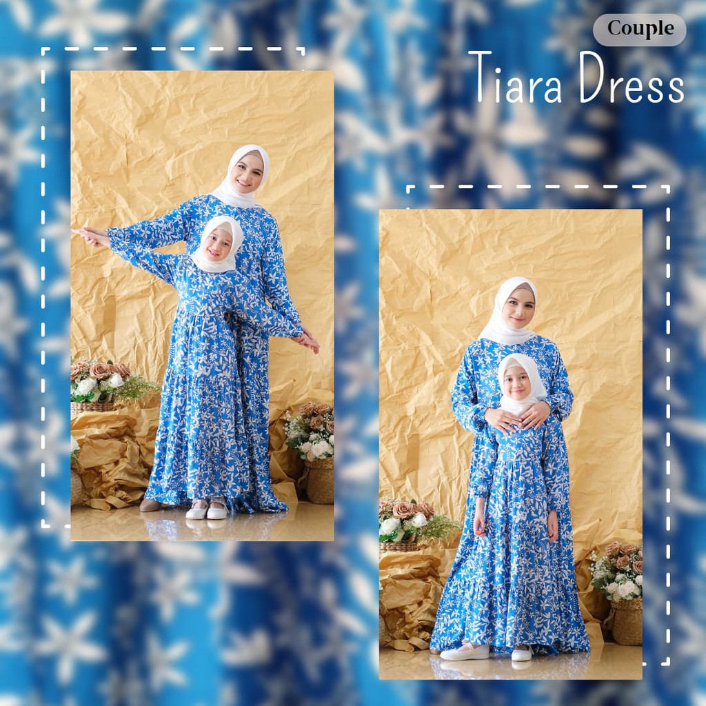 New-Gamis Couple Ibu &amp; Anak - Homey Dress Tiara Motif Flower -Bahan Katun Rayon Premium-Termurah!!