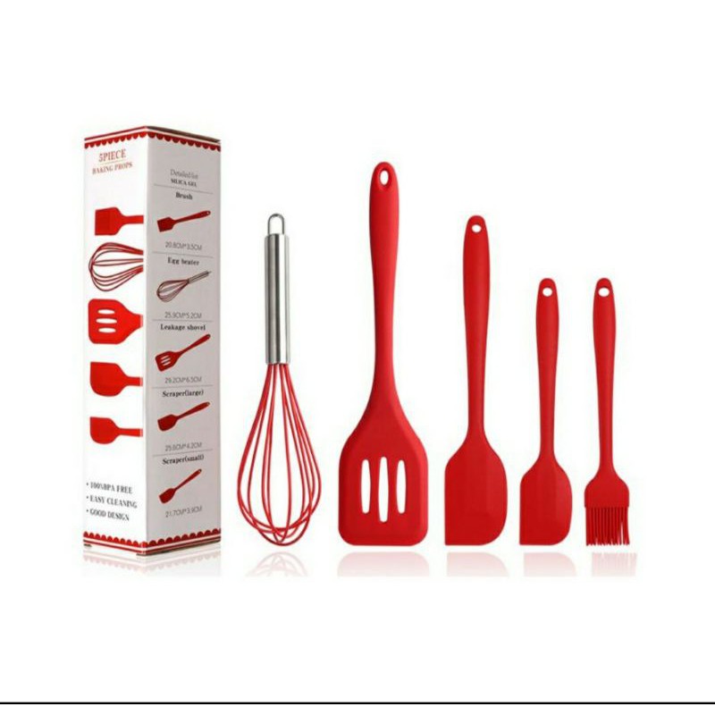 SPATULA SILIKON/KITCHEN TOOL SET/SPATULA SET 5 PCS/SPATULA SILIKON WARNA