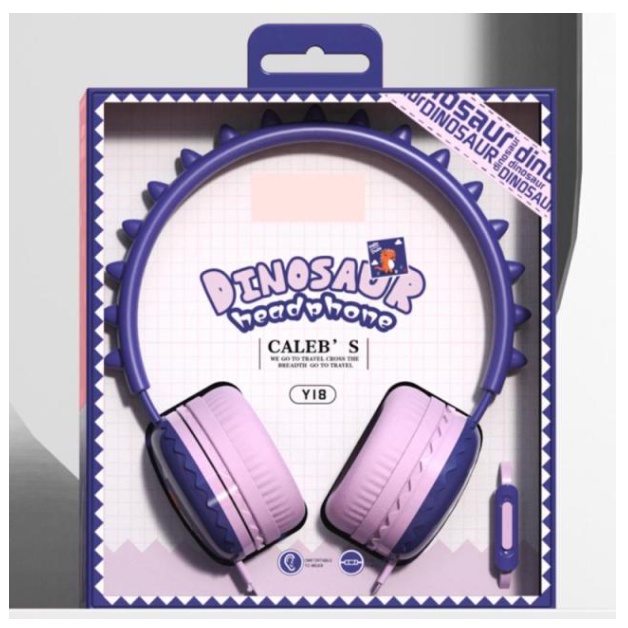 Ear Headphones Dinosaur Anak Anak Dan Remaja With Mic 3.5mm Jack Wire Control Adjustable