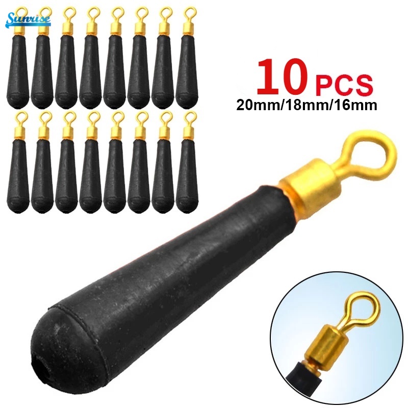 10pcs Pelampung Pancing Bahan Karet Dengan Kepala Tembaga