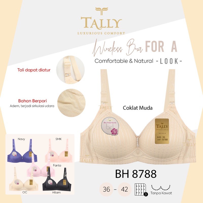 TALLY BRA BH 8788 I SIZE 36 - 42 I TANPA KAWAT I BUSA TIPIS CUP C