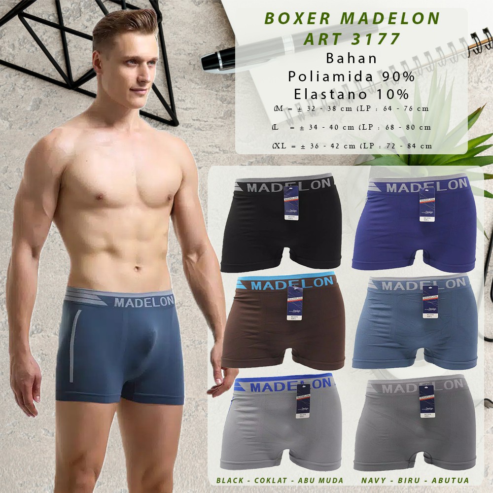 Celana Dalam BOXER Pria Mdelon 3316 Bahan Rajut Super LEMBUT / CD Sempak Pria IMPORT