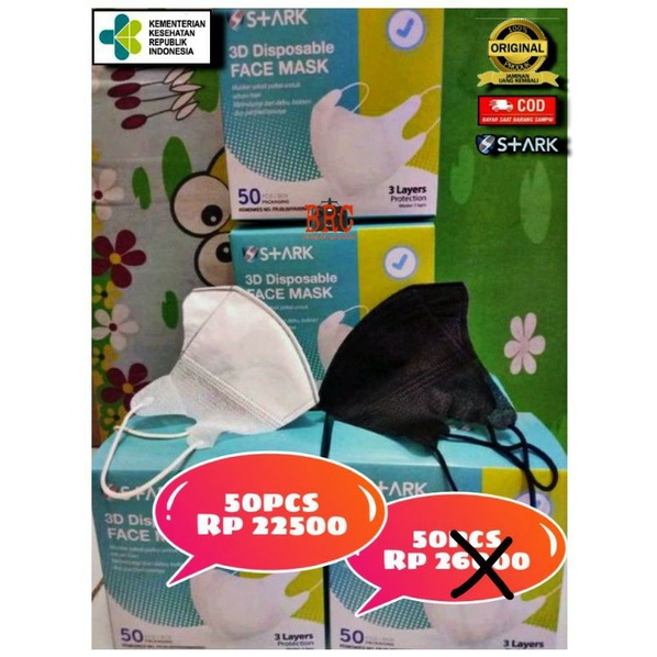 Turun Harga Masker Duckbill Stark Kemenkes 3ply Garis Putih Hitam 50pcs Shopee Indonesia