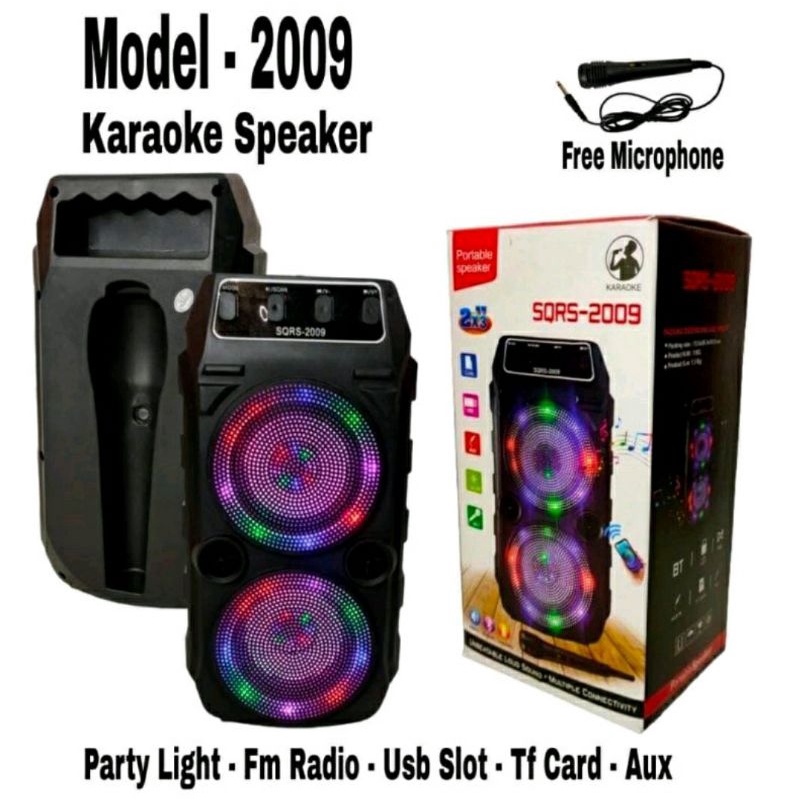 Speaker Bluetooth Portable LED SQ - 2009 Bonus Mic / Speaker Karaoke Super Bass Suara Bagus