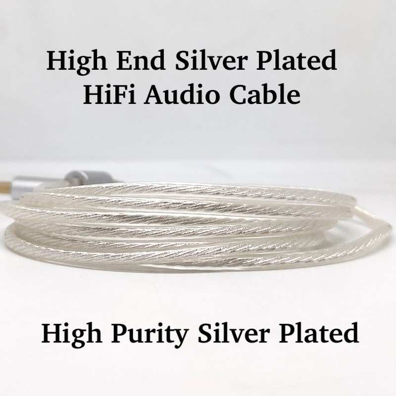 High Resolution Professional 3.5mm Aux Headphone Cable Silver Plated