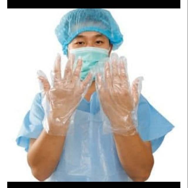 Sarung tangan plastik Anti Virus Corona