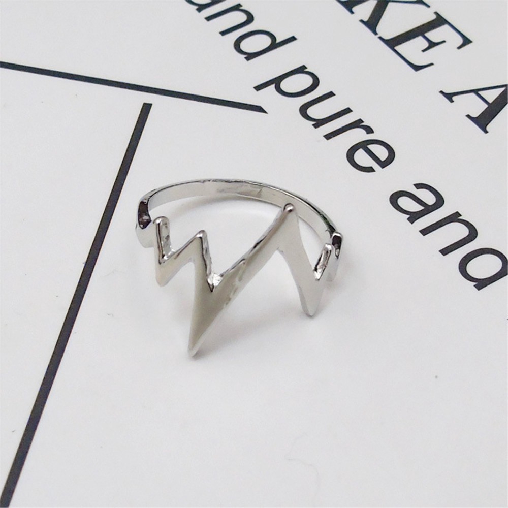 【COD Tangding】3 Colors Korea Fashion Line Rings Cool Boy Girl Couple Curve Bend Lightning Shape Accessories