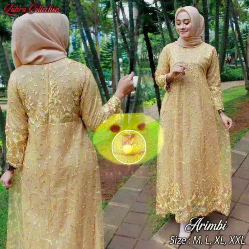 Arimbi Maxy Gamis Brukat Remaja Dress Brokat Kondangan Gaun Pesta Resepsi Pernikahan Dres Muslim Jumbo xxl Ld 120cm Remaja Muslimah Gamis Lebaran Anak Perempuan Outfit Kondangan Seragam Bridesmaid