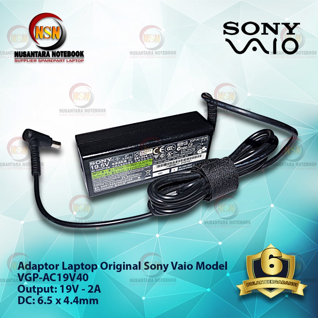 Adaptor Charger Laptop SONY 19.5V 2A Original AC19V40