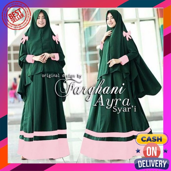 Faiya Dress Baju Gamis Anak Tanggung Terbaru 2020 Fashion Modern Baju Gamis Wanita Muslim Elegant [Aida Syari Hijau Ni] Gamis Muslim Wanita Jersey Hijau