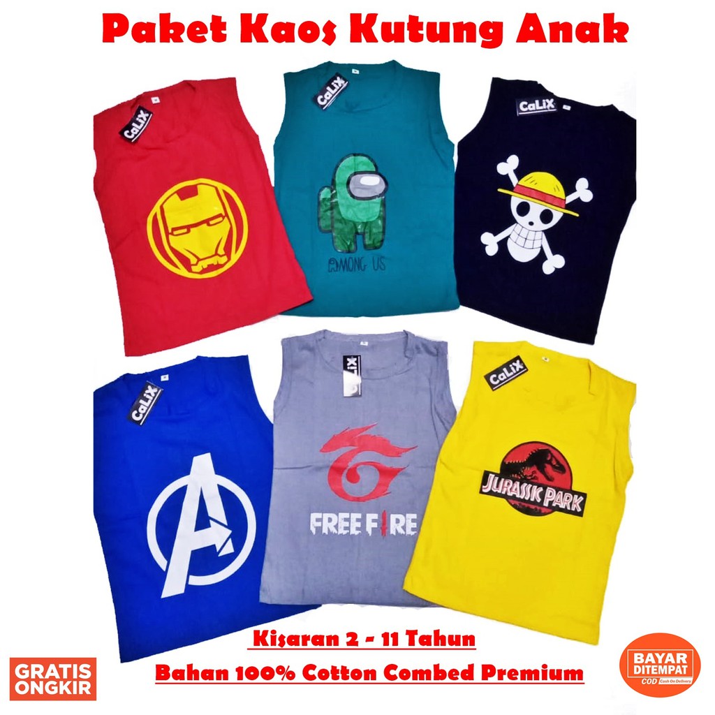 Paket Kaos Anak Kutung Random 3pcs Only 59rb