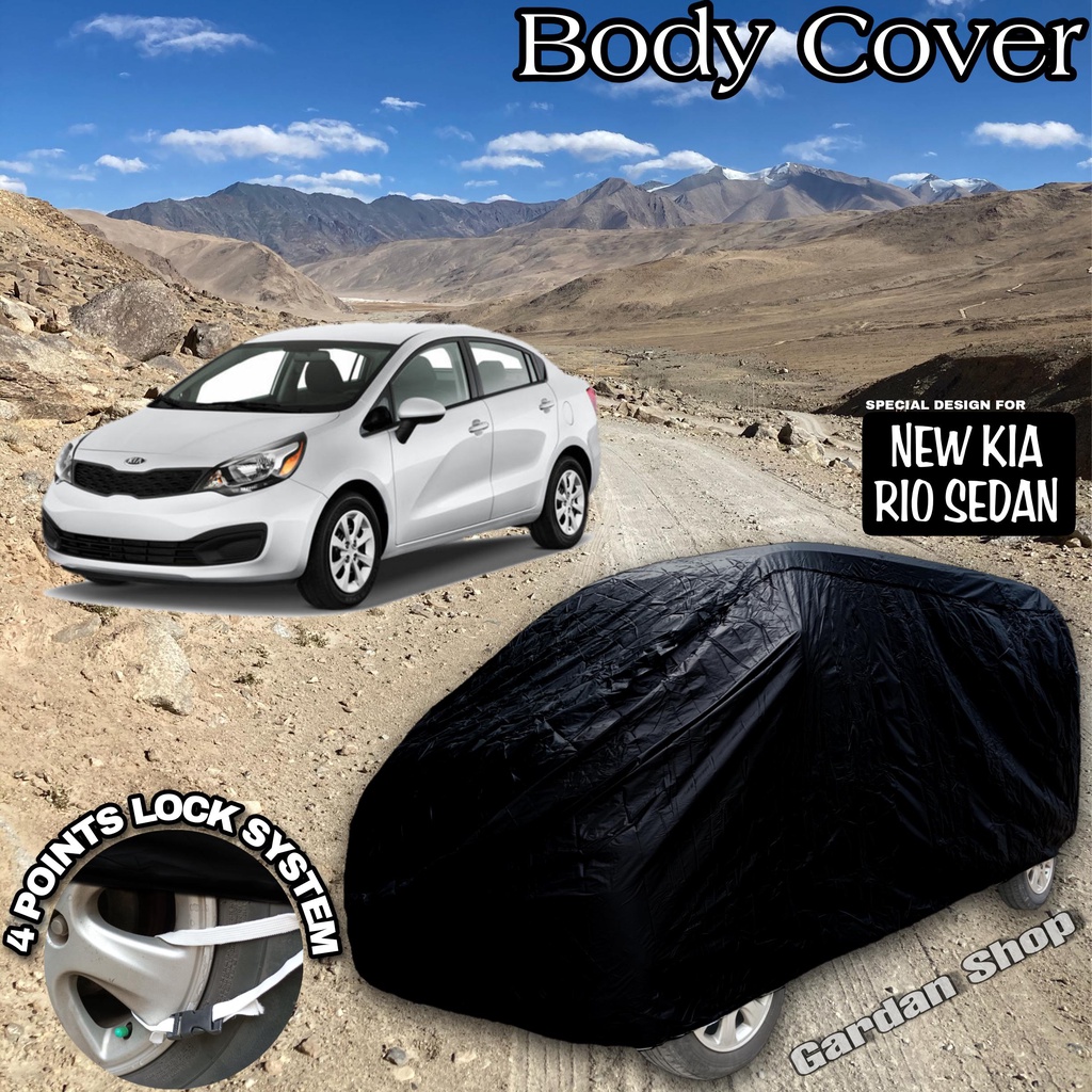 Sarung Mobil NEW KIA RIO SEDAN Hitam POLOS Body Cover New Kia Rio Sedan Full Black