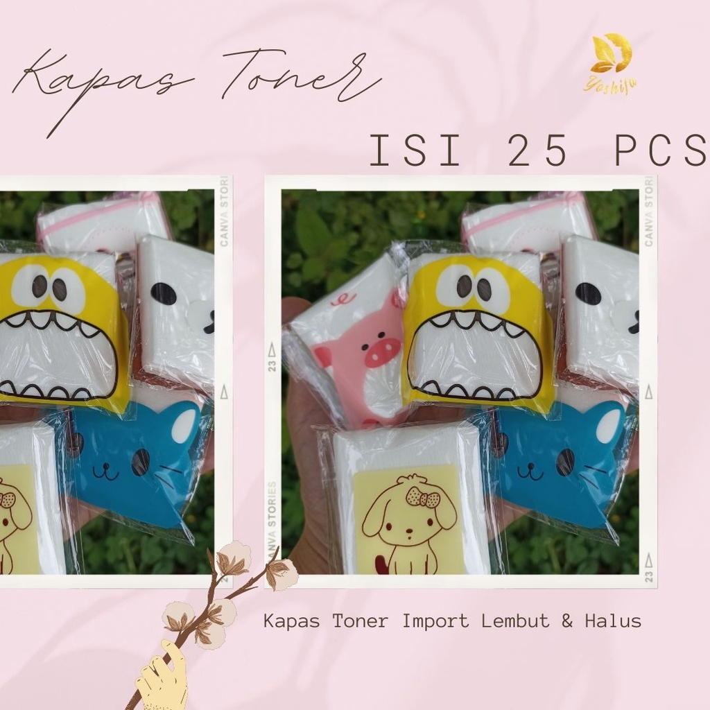 Kapas Toner 25 Pcs | Kapas Toner Karakter | Kapas ajah Make Up murah